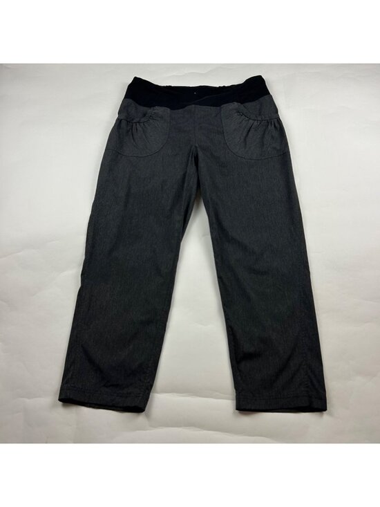 Prana Pants - Prana Charcoal Stretch Knit Waist Cropped Athletic Pant L